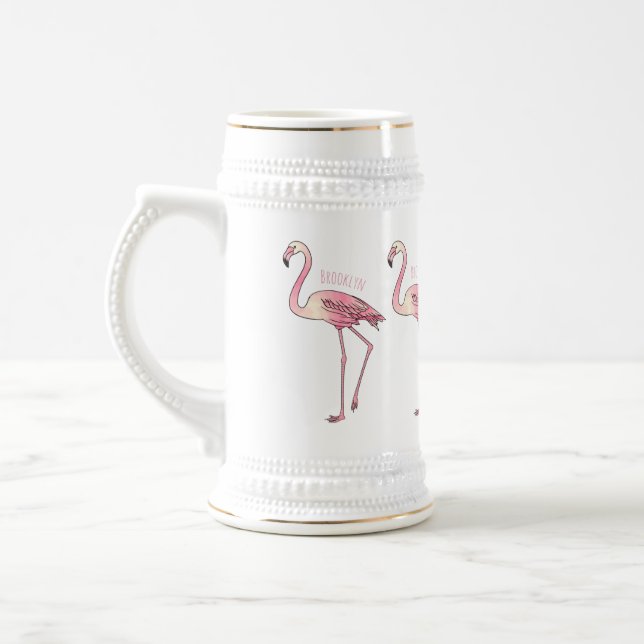 Caneca De Cerveja Imagem de desenho animado de pássaro Flamingo (Esquerda)