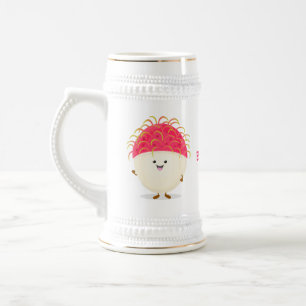 Caneca De Cerveja Imagem de desenho animado rosa-claro