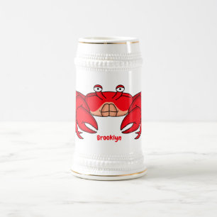 Caneca De Cerveja Imagem do desenho animado de caranguejo vermelho-b