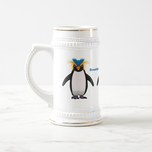 Caneca De Cerveja Imagem do desenho animado de pinguim macarrão-bran (Esquerda)