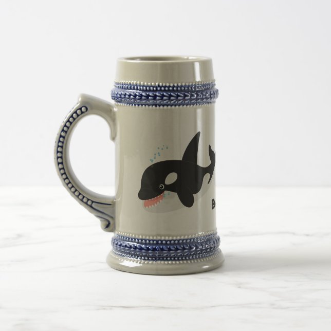Caneca De Cerveja Imagem engraçada de desenho animado de orca (Esquerda)