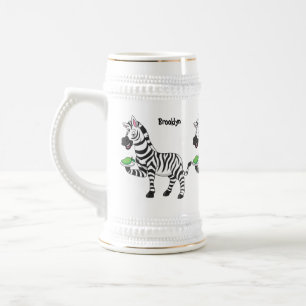 Caneca De Cerveja Imagem engraçada de desenho animado de zebra