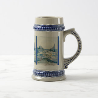 CANECA DE CERVEJA IMPRESSÃO AZUL DO OCEANO DA SEREIA DO VINTAGE