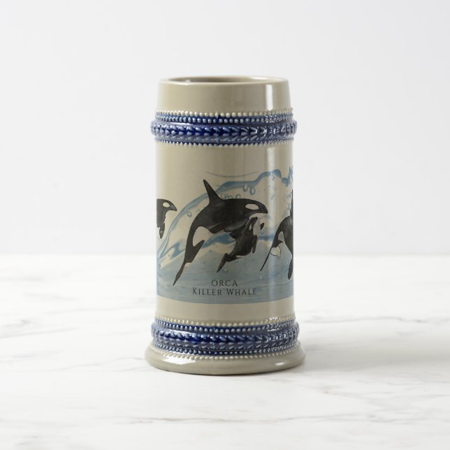 Caneca De Cerveja Incrível "Black and White Watercolor Orcas" (Centro)