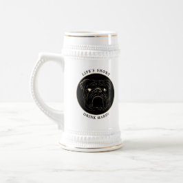Caneca De Cerveja Inglês Buldogue Negro e Dourado