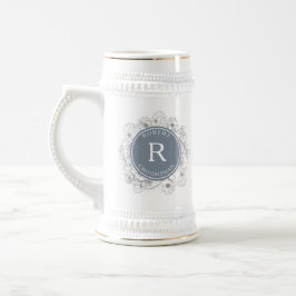 Caneca de Cerveja Inicial para Padrinho em Azul Em
