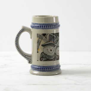 Caneca De Cerveja Inverno, Snowman de Natal e desenho de uma mulher