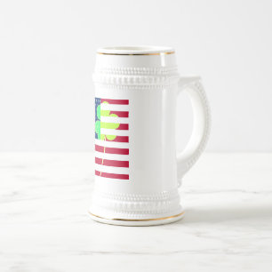 Caneca De Cerveja Irish American Flag Shamrock Clover St. Patrick