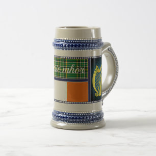 Caneca De Cerveja Irlanda Tartan nacional/flag Harp, shamrocks verde