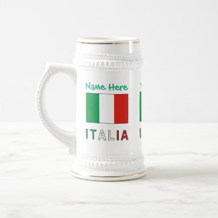 Caneca De Cerveja Itália e Bandeira Italiana Green Personalização 