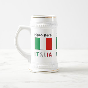 Caneca De Cerveja Itália e Bandeira Italiana Personalizada