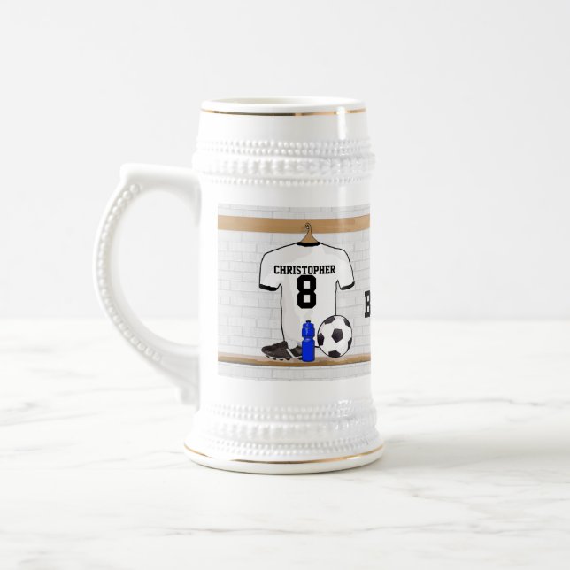 Caneca De Cerveja Jérsei de futebol preto branco personalizado do (Esquerda)
