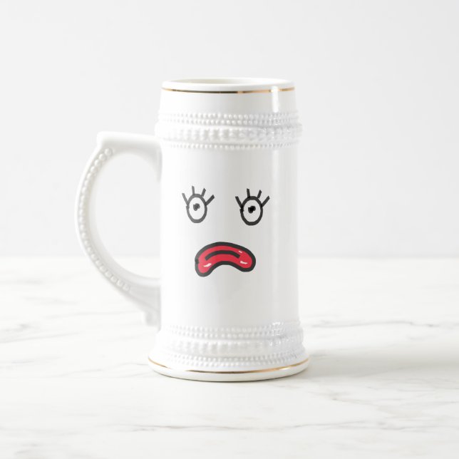 Caneca De Cerveja lábios cor-de-rosa, rosto triste  (Esquerda)