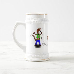 Caneca De Cerveja Lagarto engraçado cantando com desenhos de microf