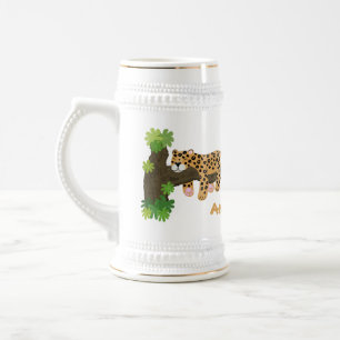 Caneca De Cerveja Leopardo giro dormindo na ilustração de desenhos