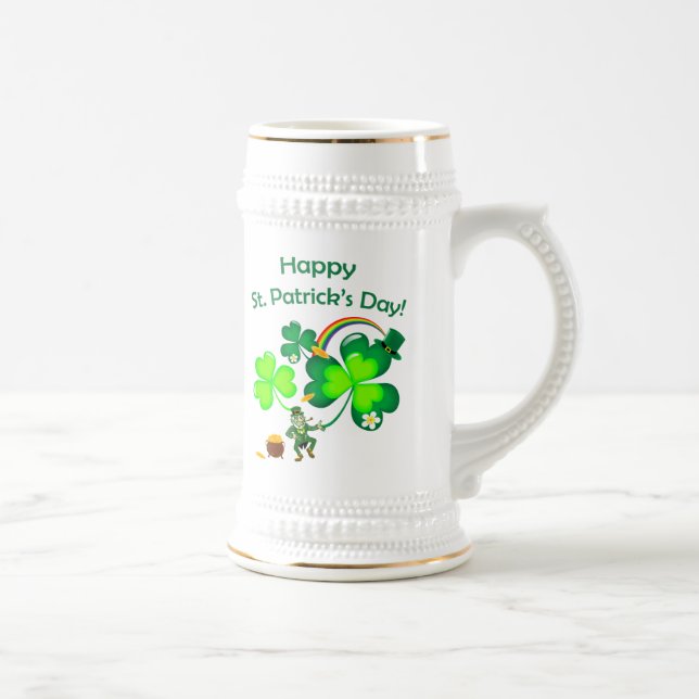 Caneca De Cerveja Leprechaun e Shamrock (Direita)
