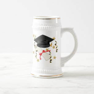 Caneca De Cerveja Licenciação de Mortar Azul e Diploma