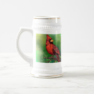 Caneca De Cerveja Linda pintura de pássaro vermelho Norte -