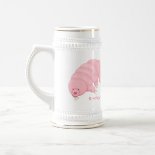 Caneca De Cerveja Lindo tardígrado rosa ursinho de água desenho anim