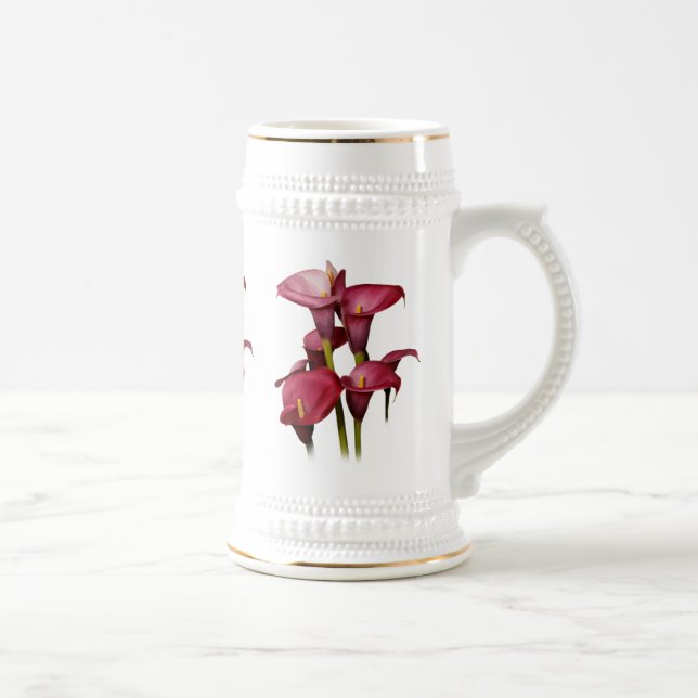 Caneca De Cerveja Lírios de Calla Roxo Elegante (Direita)