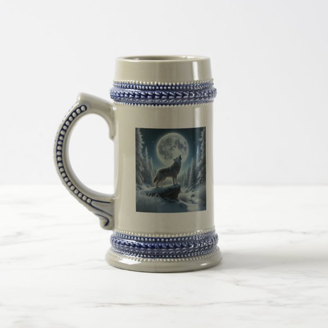 Caneca De Cerveja Lobo Uivando no Inverno (Esquerda)