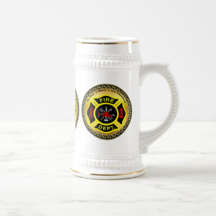 Caneca De Cerveja Logotipo do Corpo de Bombeiros Crachá Preto e Amar