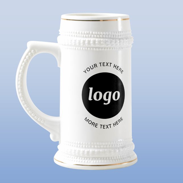 Caneca De Cerveja Logotipo e Texto simples para empresa (Logo with custom text business promotional beer stein mug)