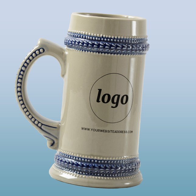 Caneca De Cerveja Logotipo simples e Promocional de texto para empre (Simple logo with custom text business branding promotional beer stein)