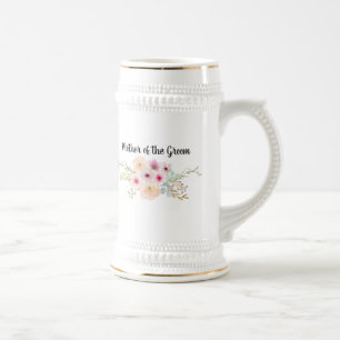 Caneca De Cerveja MÃE Floral De Watercolor do Partido Bridal do GROO