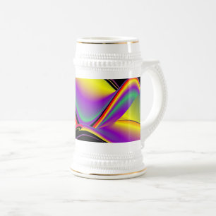 Caneca De Cerveja Magia das cores, Abstrato 3D Rainbowart