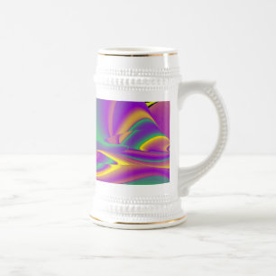 Caneca De Cerveja Magia das cores, Abstrato 3D Rainbowart