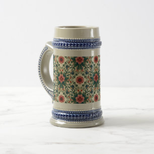 Caneca De Cerveja Magia Floral Boho - em Tons de Verde e Rosa