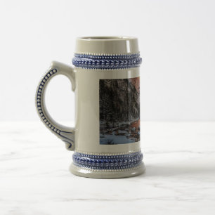 Caneca De Cerveja Majestosa Paisagem de Inverno do Pôr do Sol da Mon