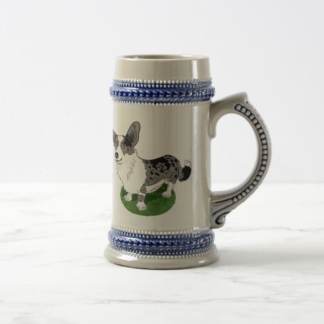 Caneca De Cerveja Mala azul, Corgi Cardigan. (Direita)