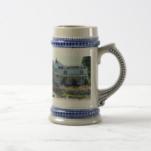 Caneca De Cerveja Mansão de Jardim Flor, Ilha Mackinac, Michigan