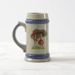 Caneca De Cerveja Mão Desenhada Amanita Muscaria