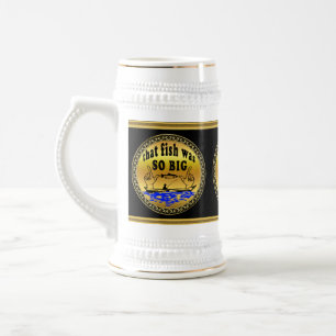 Caneca De Cerveja Mãos separadas mostrando um peixe e um barco com 