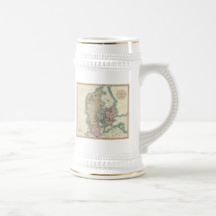 Caneca De Cerveja Mapa Antigo da Dinamarca (1801)