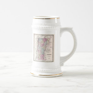 Caneca De Cerveja Mapa Antigo de Vermont (1855)