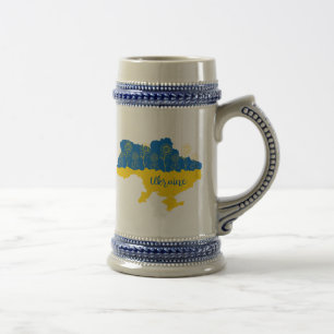 Caneca De Cerveja Mapa da Ucrânia com girassol e bandeira ucraniana