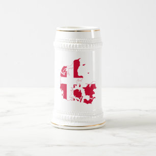 Caneca De Cerveja Mapa de Sinalizador da Dinamarca