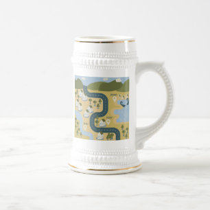 Caneca De Cerveja mapa de viagem de férias do cenário de cartoon na