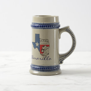 Caneca De Cerveja Mapa do Estado do Amarillo Texas com Star, Boots, 
