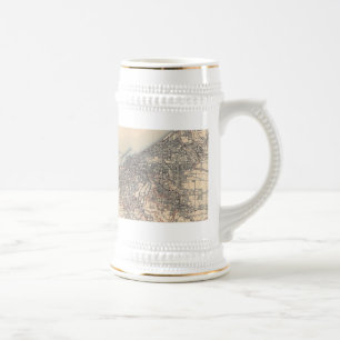 Caneca De Cerveja Mapa do vintage de Cleveland (1904)