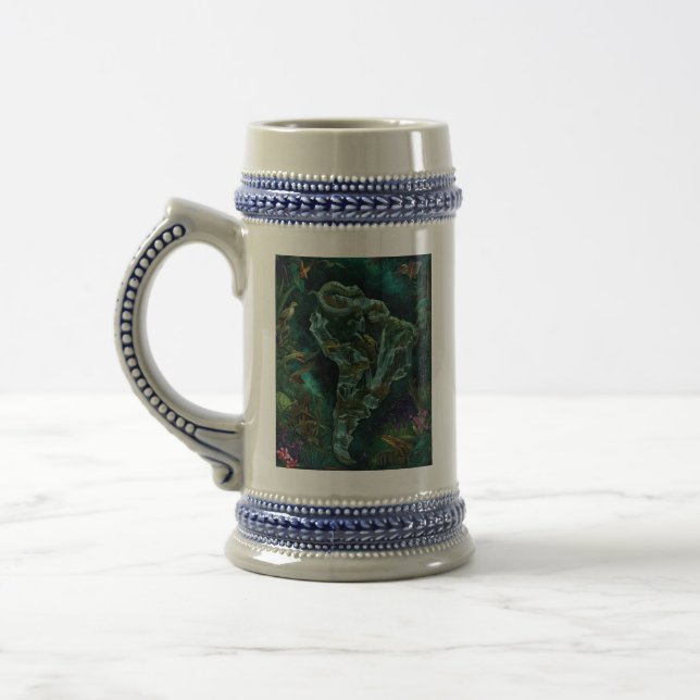Caneca De Cerveja Mapa Fantástico da Vida Selvagem da Selva da Améri (Esquerda)