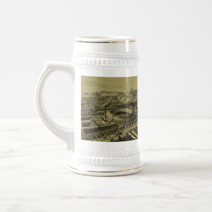 Caneca De Cerveja Mapa pictórico do vintage de PA de Altoona (1895)