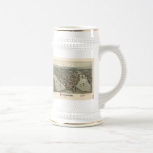 Caneca De Cerveja Mapa pictórico do vintage de Pittsburgh (1902)