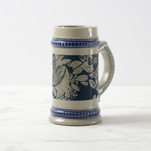 Caneca De Cerveja Marinho Masculino Efeito Azul Indigo Floral por to