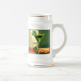 Caneca De Cerveja Martini Shamrock de Meados do Século Sláinte!