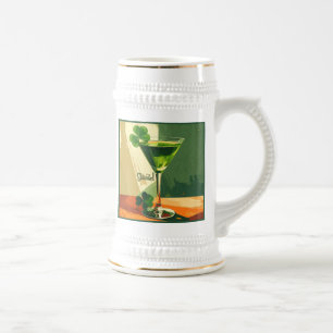 Caneca De Cerveja Martini Shamrock de Meados do Século Sláinte! 